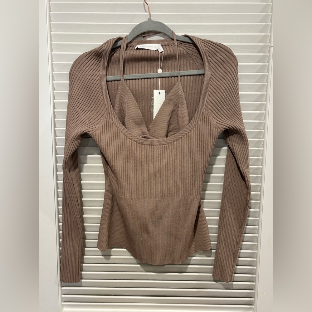 Jonathan Simkhai Jayline Layered Bralette Ribbed Long Sleeve Top Size Large NWT - Picture 5 of 7